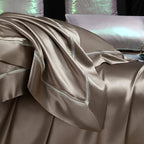 Solenne Mink Bronze Openwork Trim Luxury Pure Mulberry Silk Bedding Set