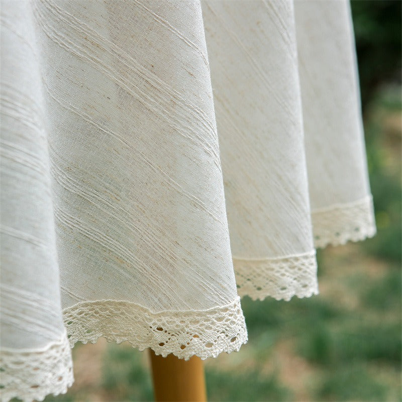 Line Linen Round Tablecloth