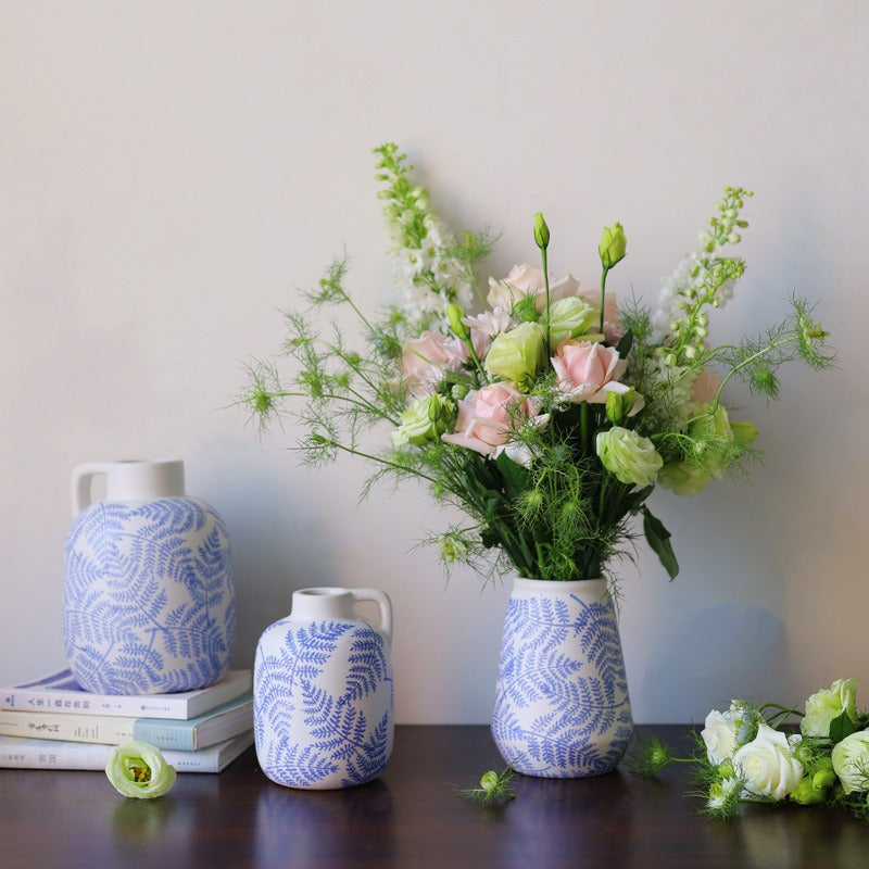 Blue Leave Ceramic Vase