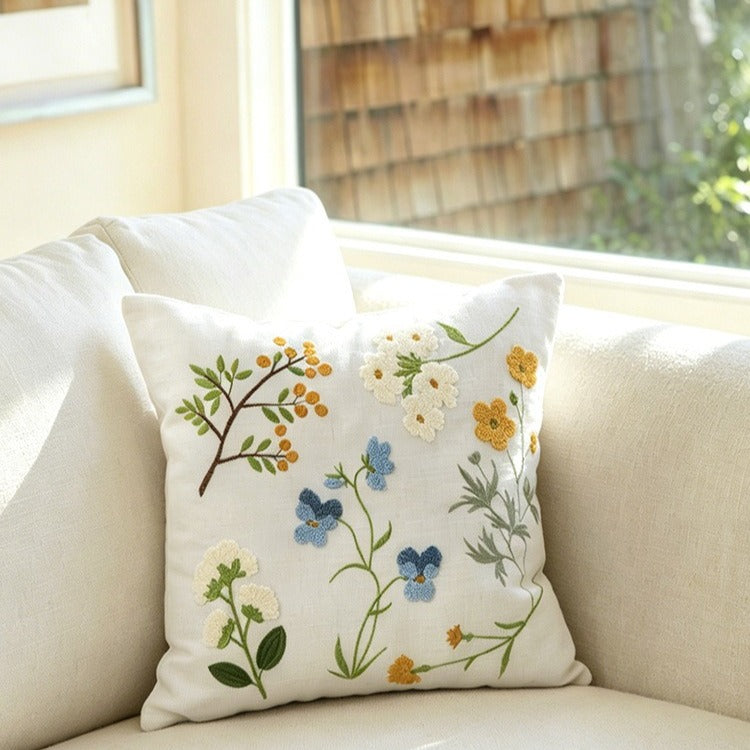Folk Garden Embroidered Cushion