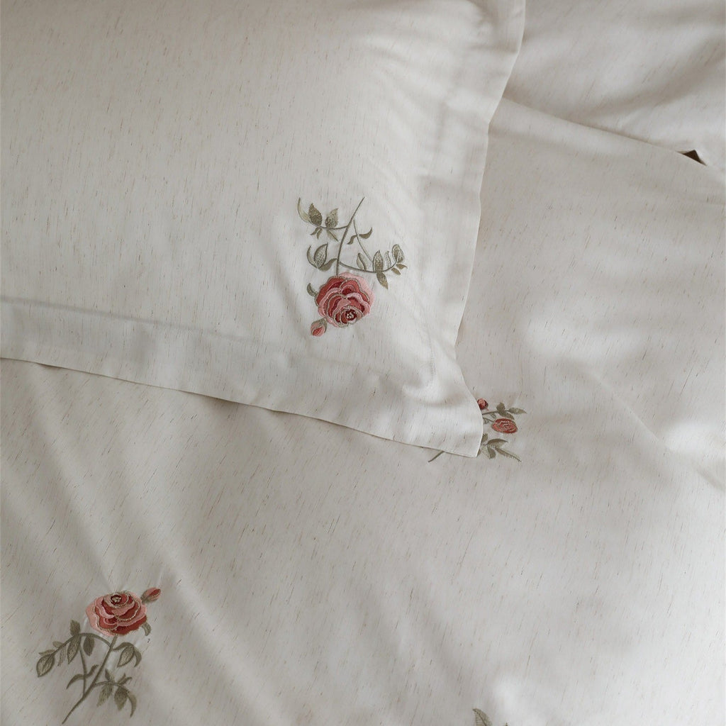 Minimal Rose Embroidery Bedding Set