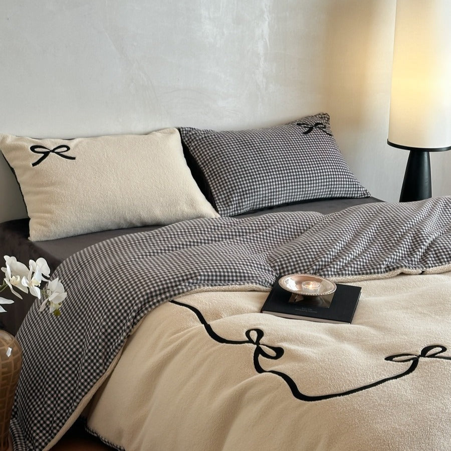 Ribbon Letter Fluffy Bedding Set