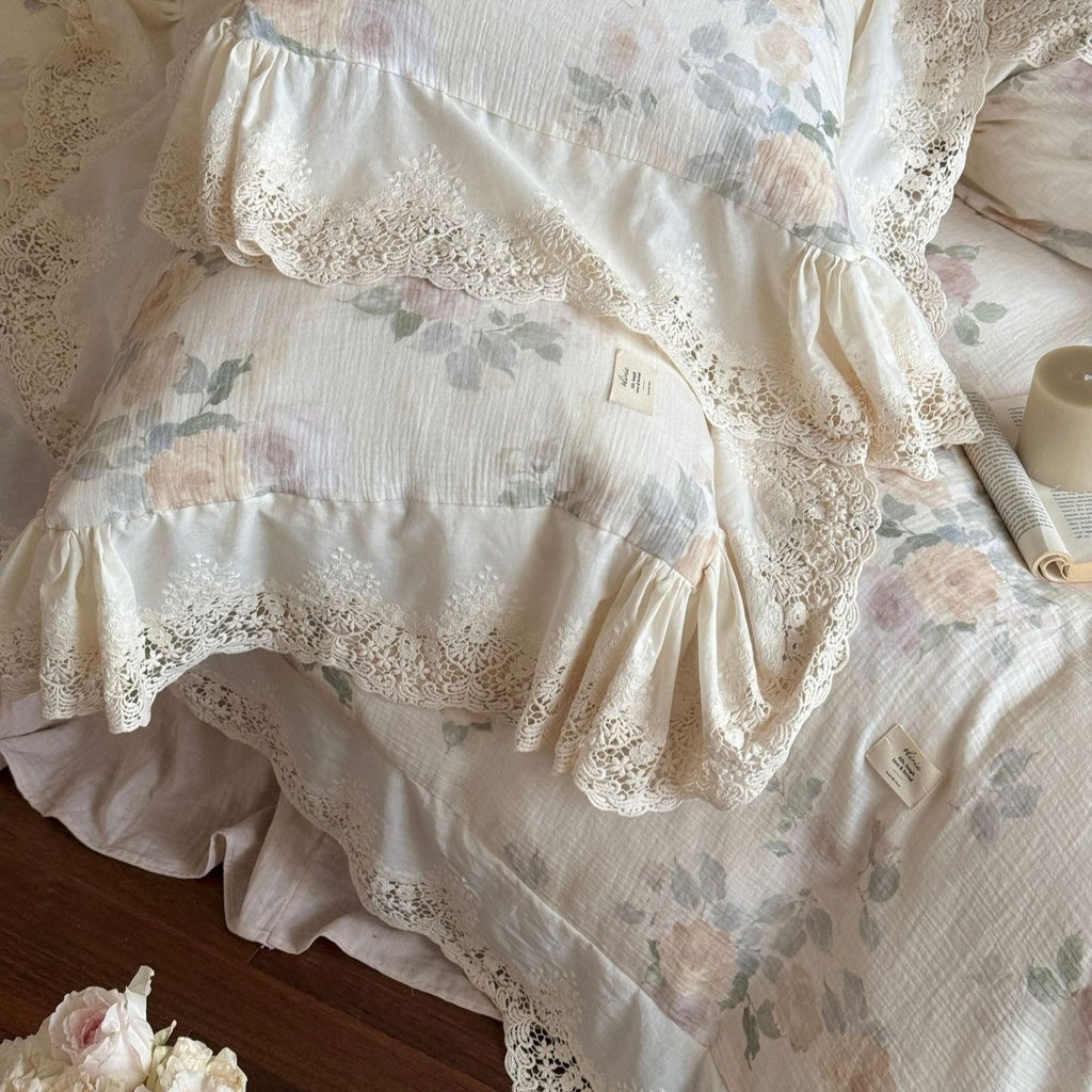 Perpetua Rosy Lace Bedding Set