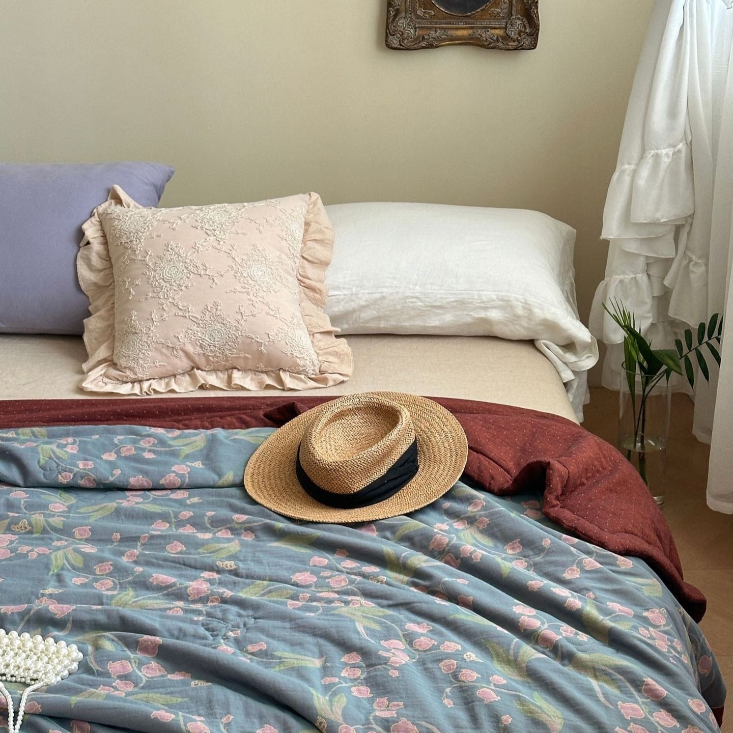 Bellflower Summer Quilted Blanket