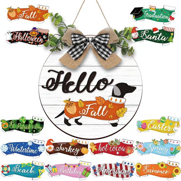16pcs Interchangeable Dachshund Sign Dog Welcome Sign