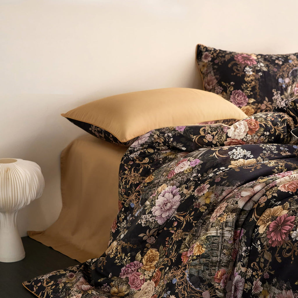 Cyria Midnight Garden Floral Egyptian Cotton Bedding Set