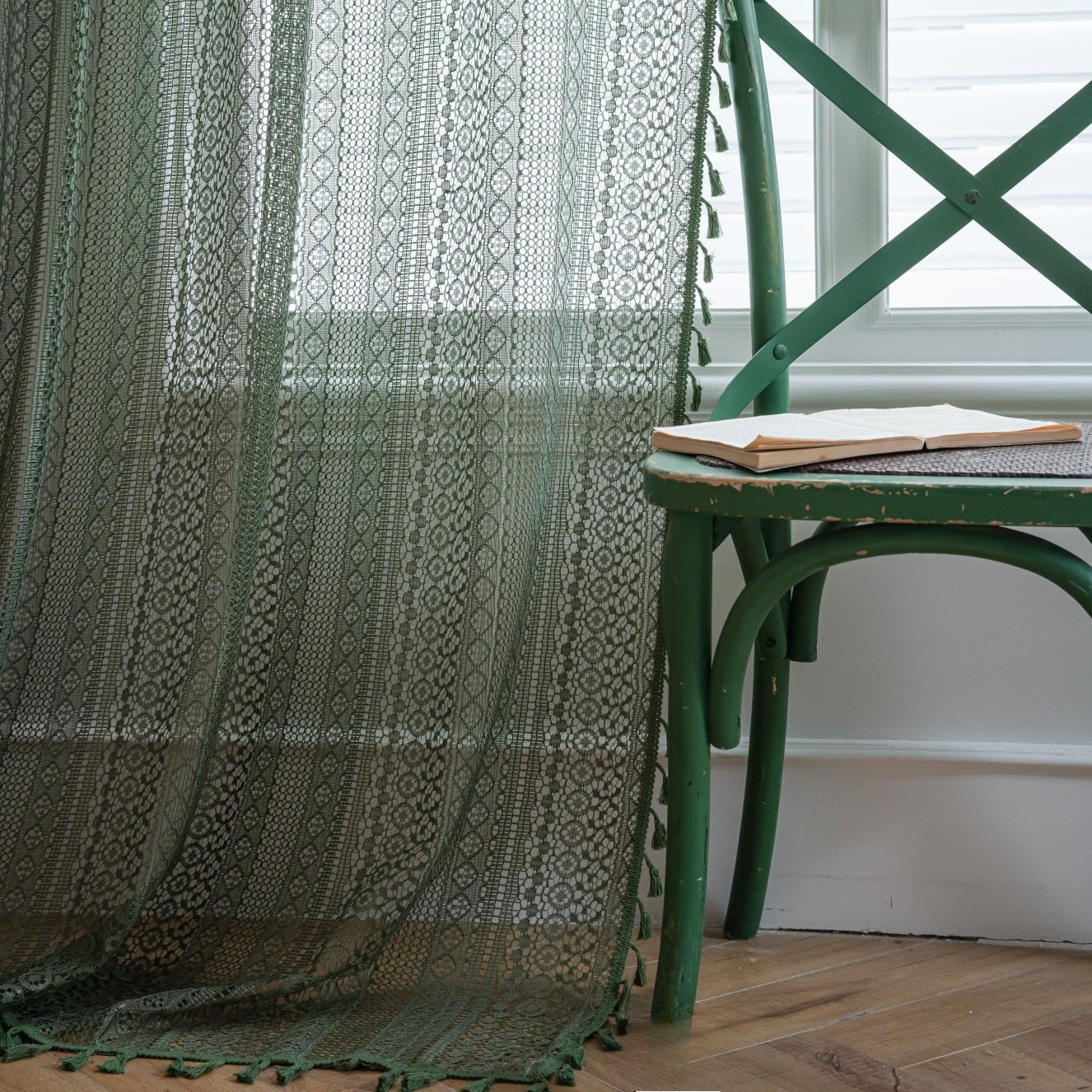 Soft Glow Lace & Fringe Curtain