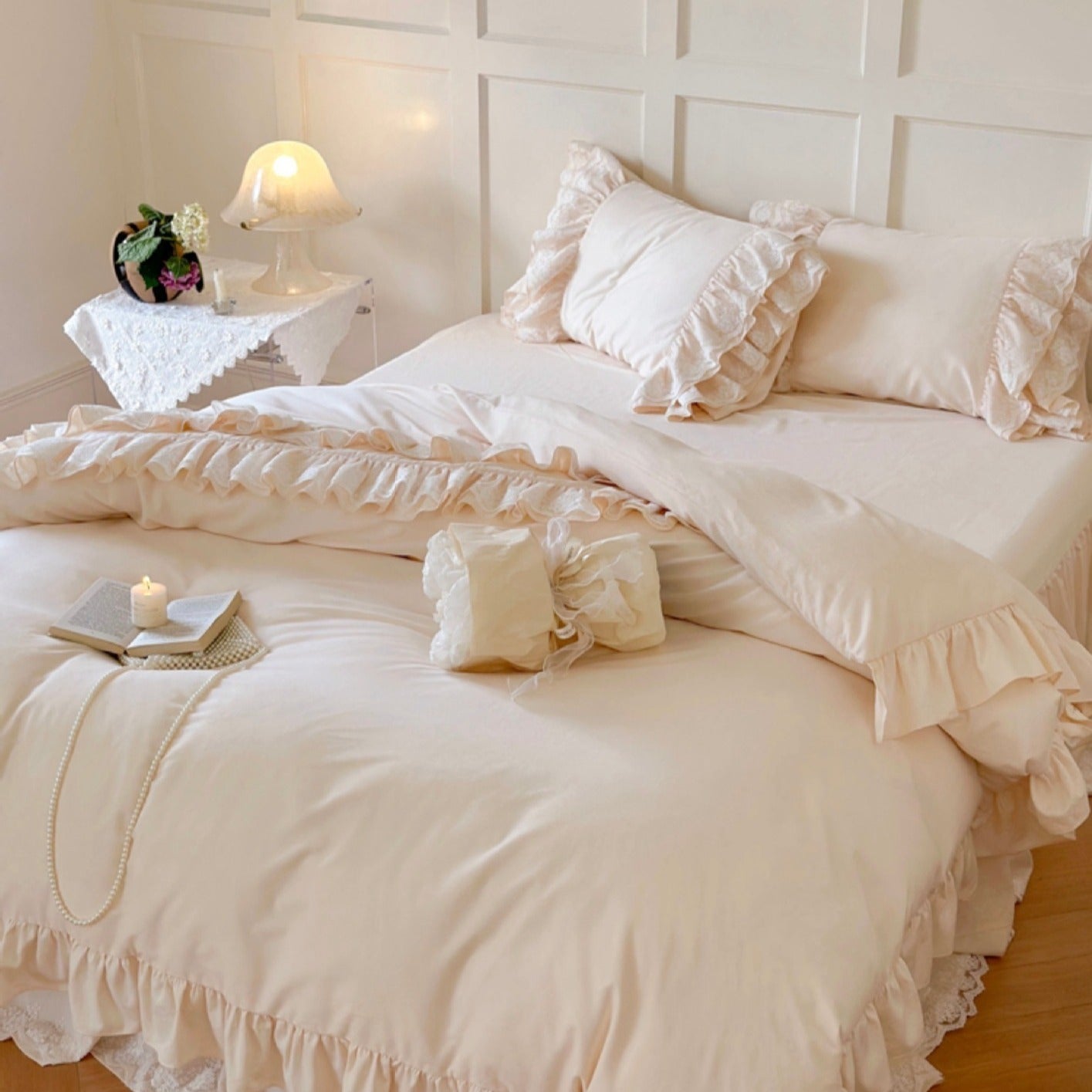 Jasmine Cream Ruffle Bedding Set