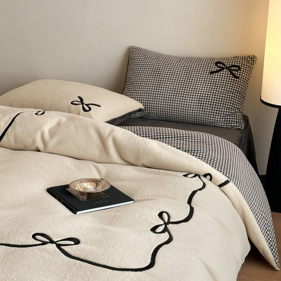 Ribbon Letter Fluffy Bedding Set