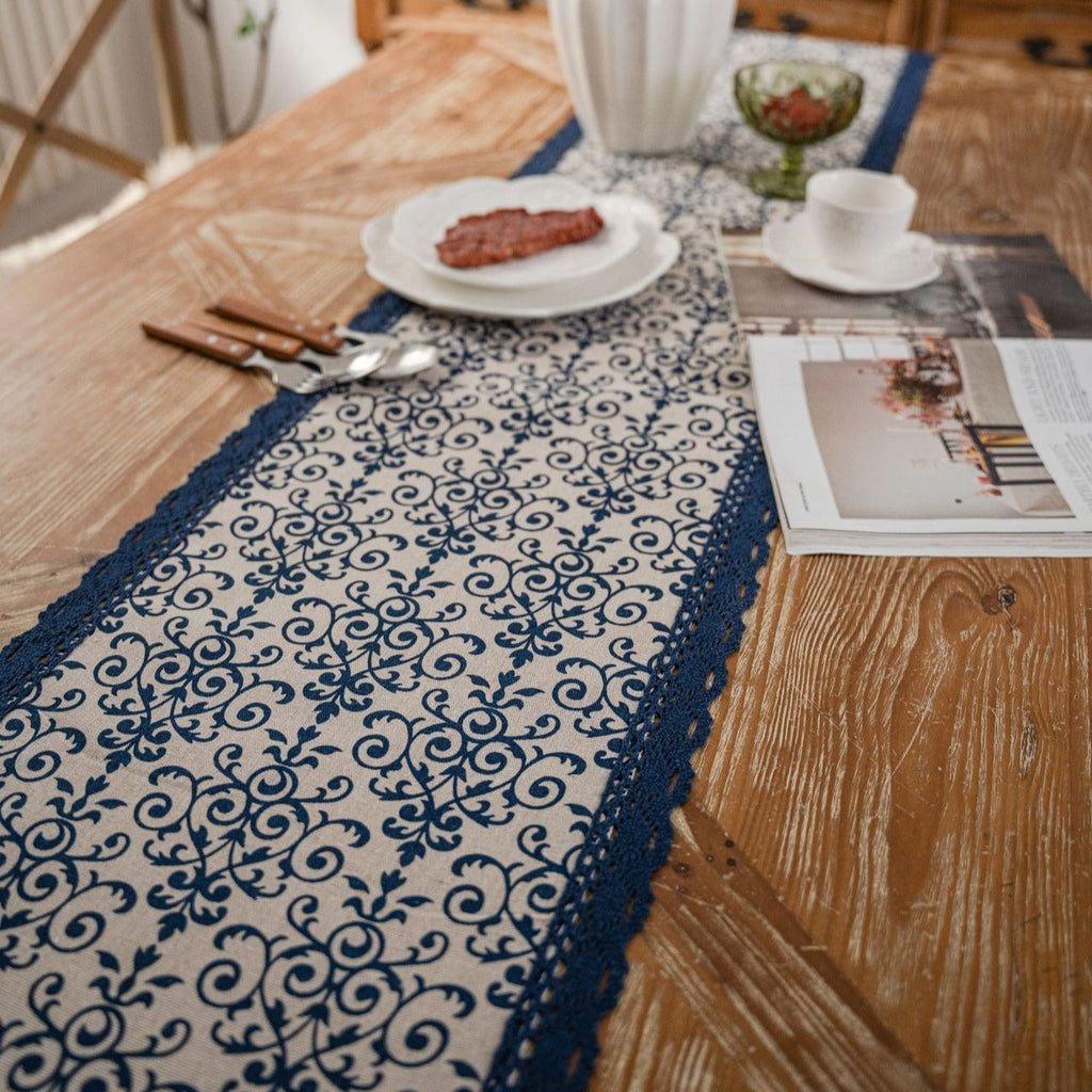 Natural Scroll Table Runner