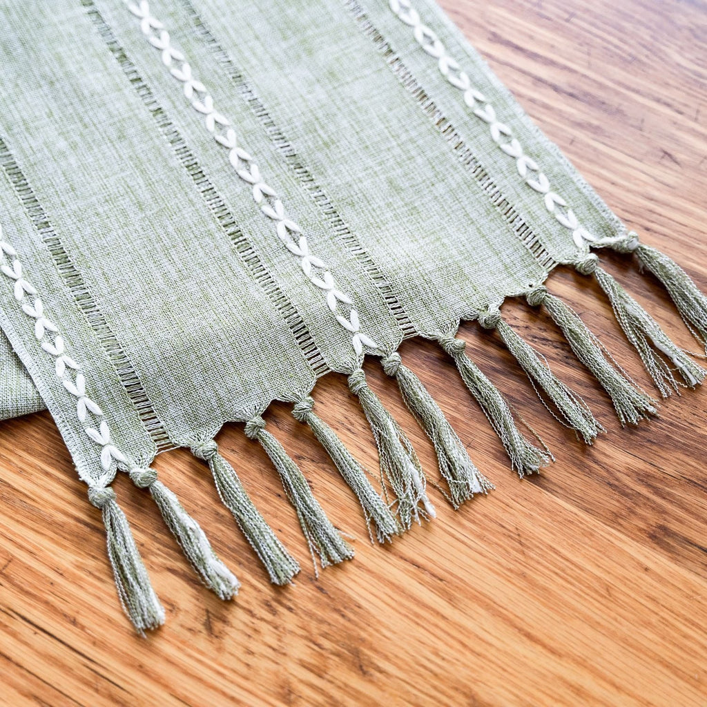 Cloudy Day Tassel Table Runner