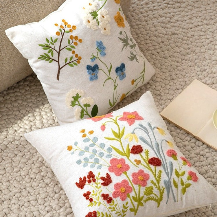 Folk Garden Embroidered Cushion