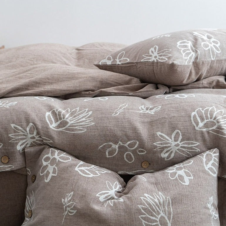 Wabi Sabi Floral Cotton Linen Bedding Set