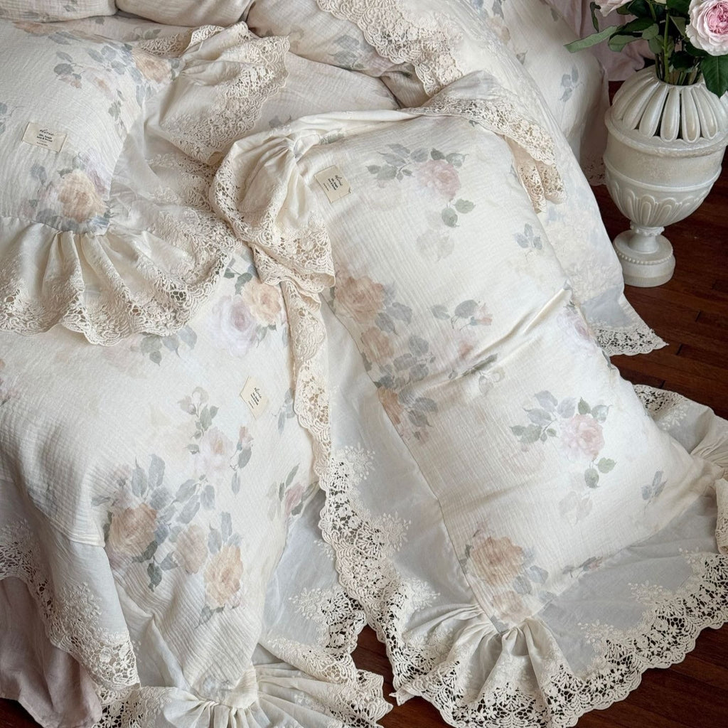 Perpetua Rosy Lace Bedding Set