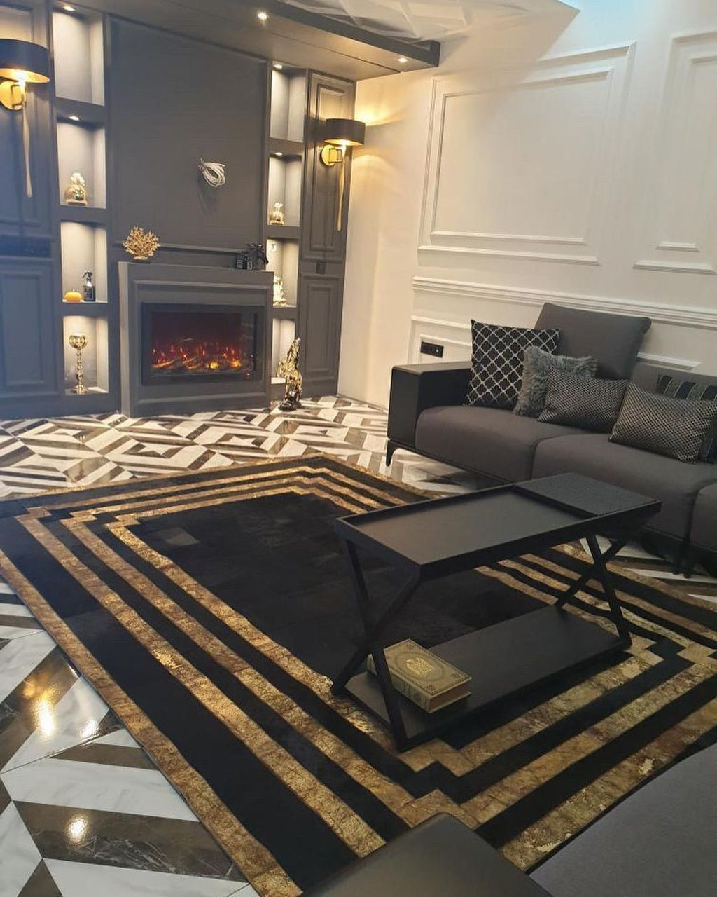 Fuego Handcrafted Flatweave Natural Leather Rug