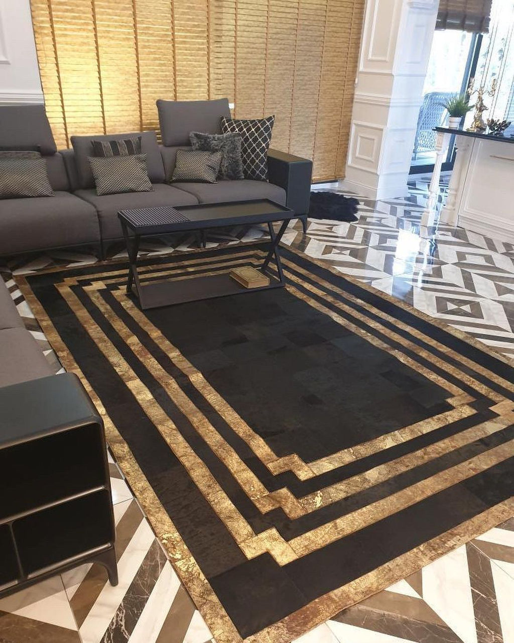 Fuego Handcrafted Flatweave Natural Leather Rug