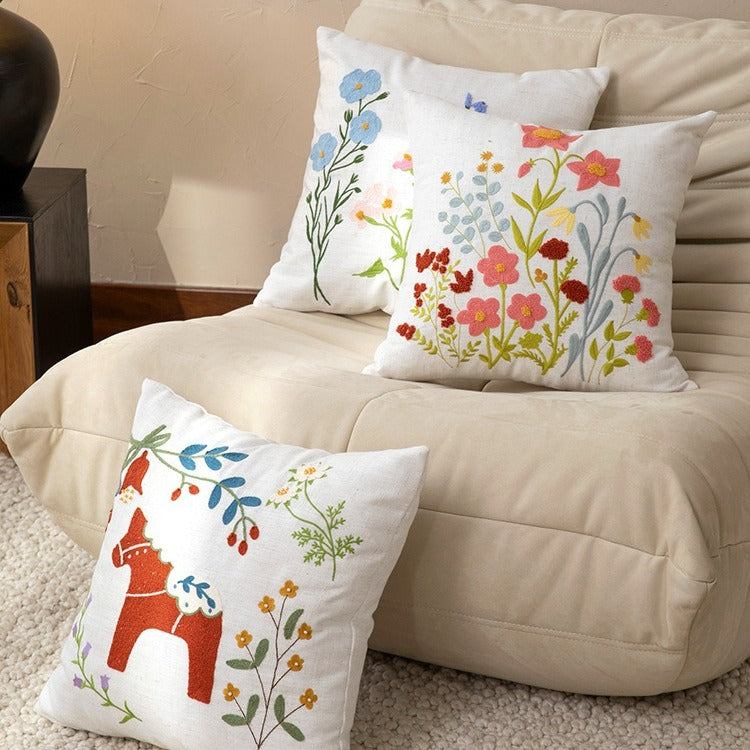 Folk Garden Embroidered Cushion