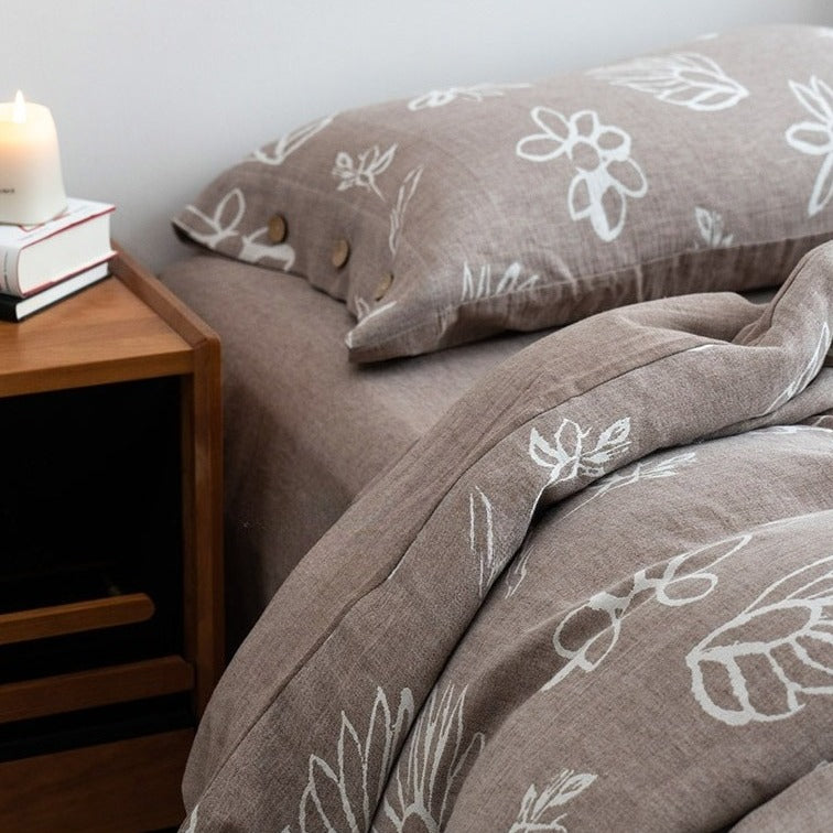 Wabi Sabi Floral Cotton Linen Bedding Set