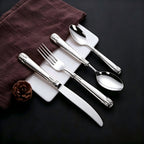 Elnoora Silver Luxury Engraved Stainless Steel Cutlery Set