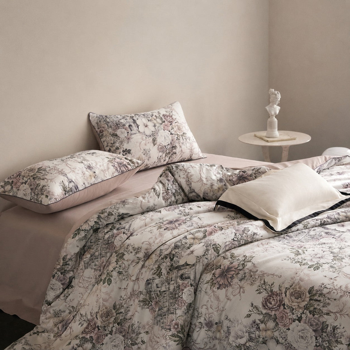 Cyria Pearl Garden Floral Egyptian Cotton Bedding Set