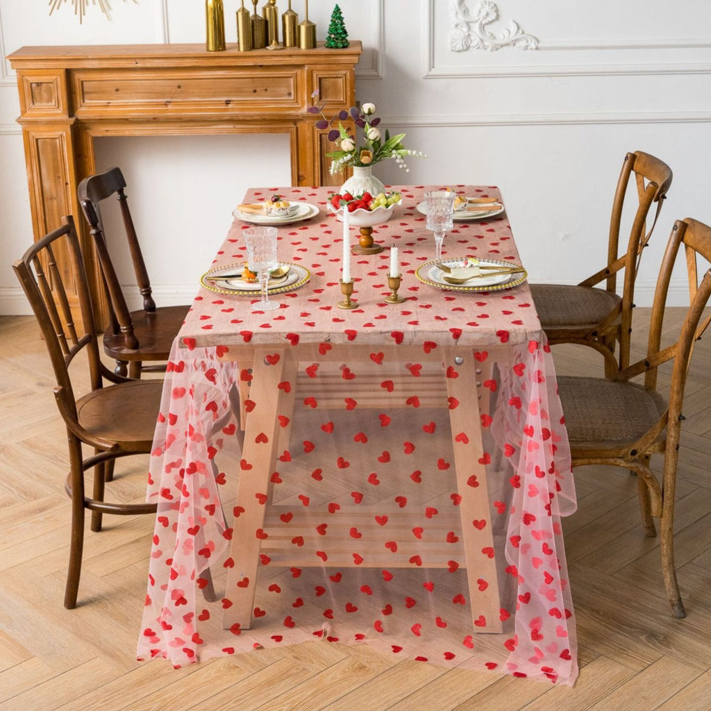 Love Heart Mesh Tablecloth