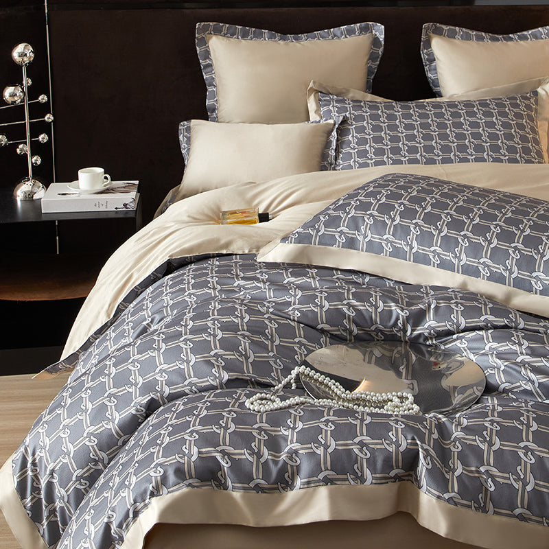 Alaric Chain Printed Luxury Egyptian Cotton Bedding Set