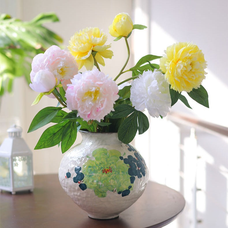 Green Rose Ceramic Vase