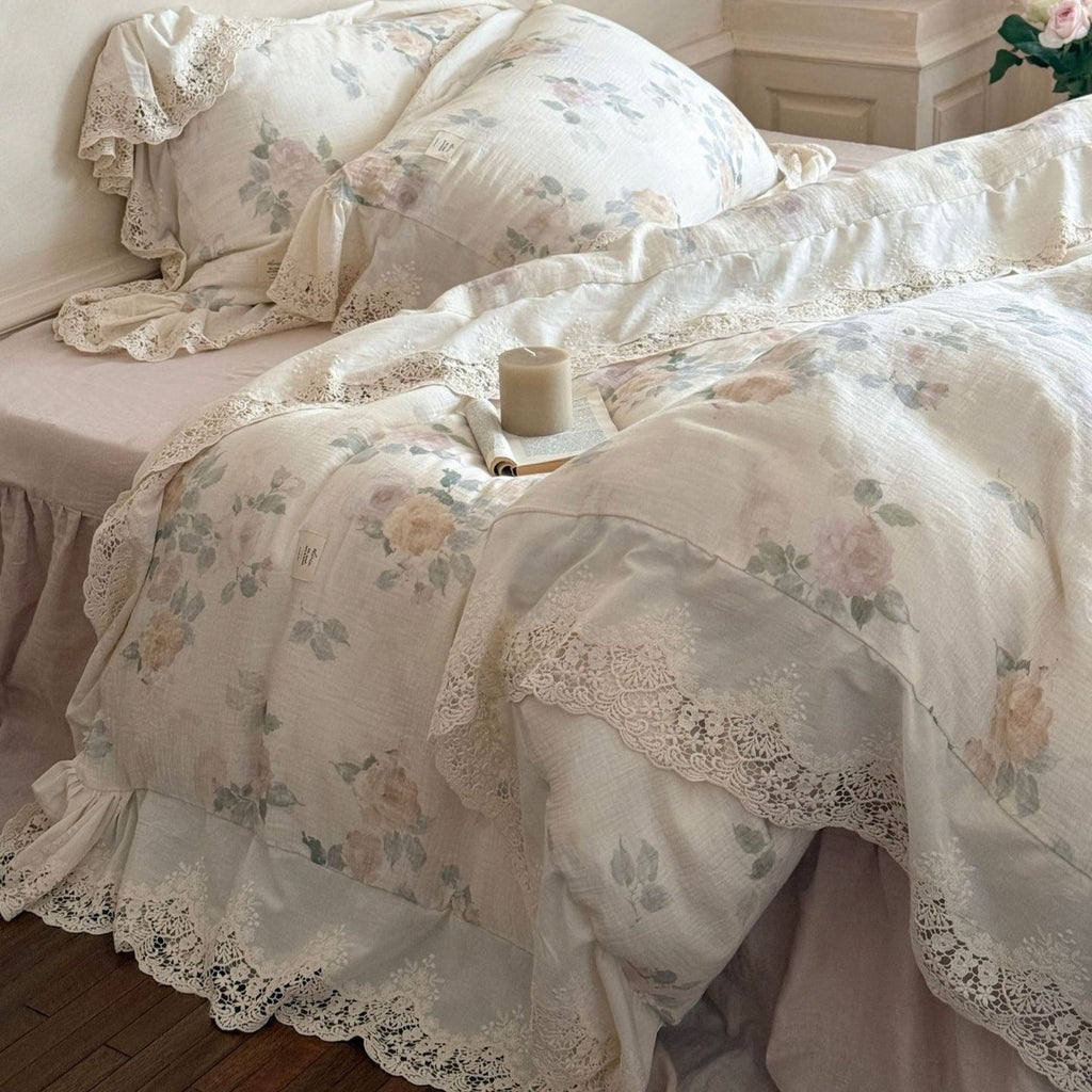Perpetua Rosy Lace Bedding Set