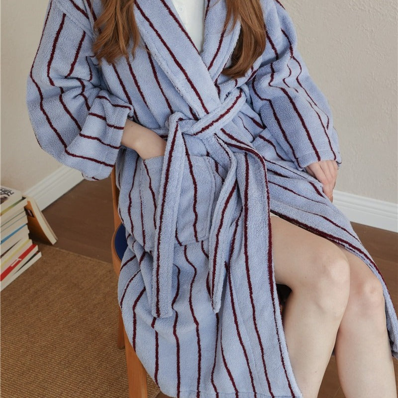 Nostalgic Soft Striped Bathrobe