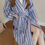 Nostalgic Soft Striped Bathrobe