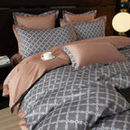 Roselle Lattice Printed Luxury Egyptian Cotton Bedding Set