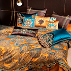 Omera Rounded Jacquard Egyptian Cotton Satin Bedding Set