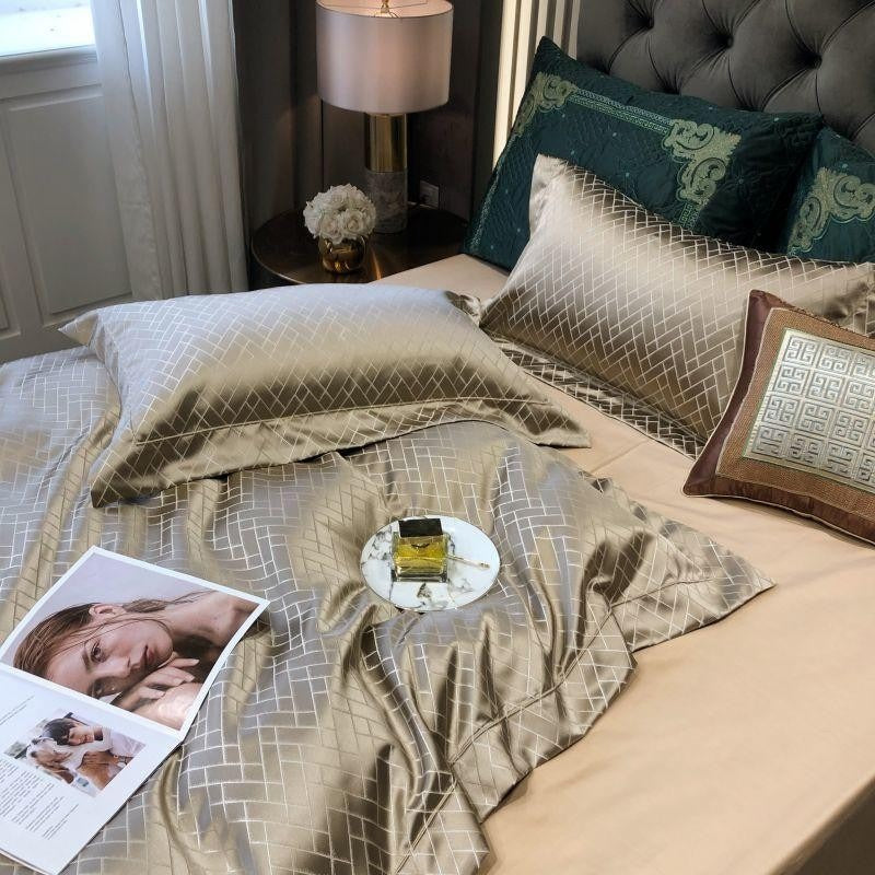 Talia Gold Egyptian Cotton Satin Bedding Set