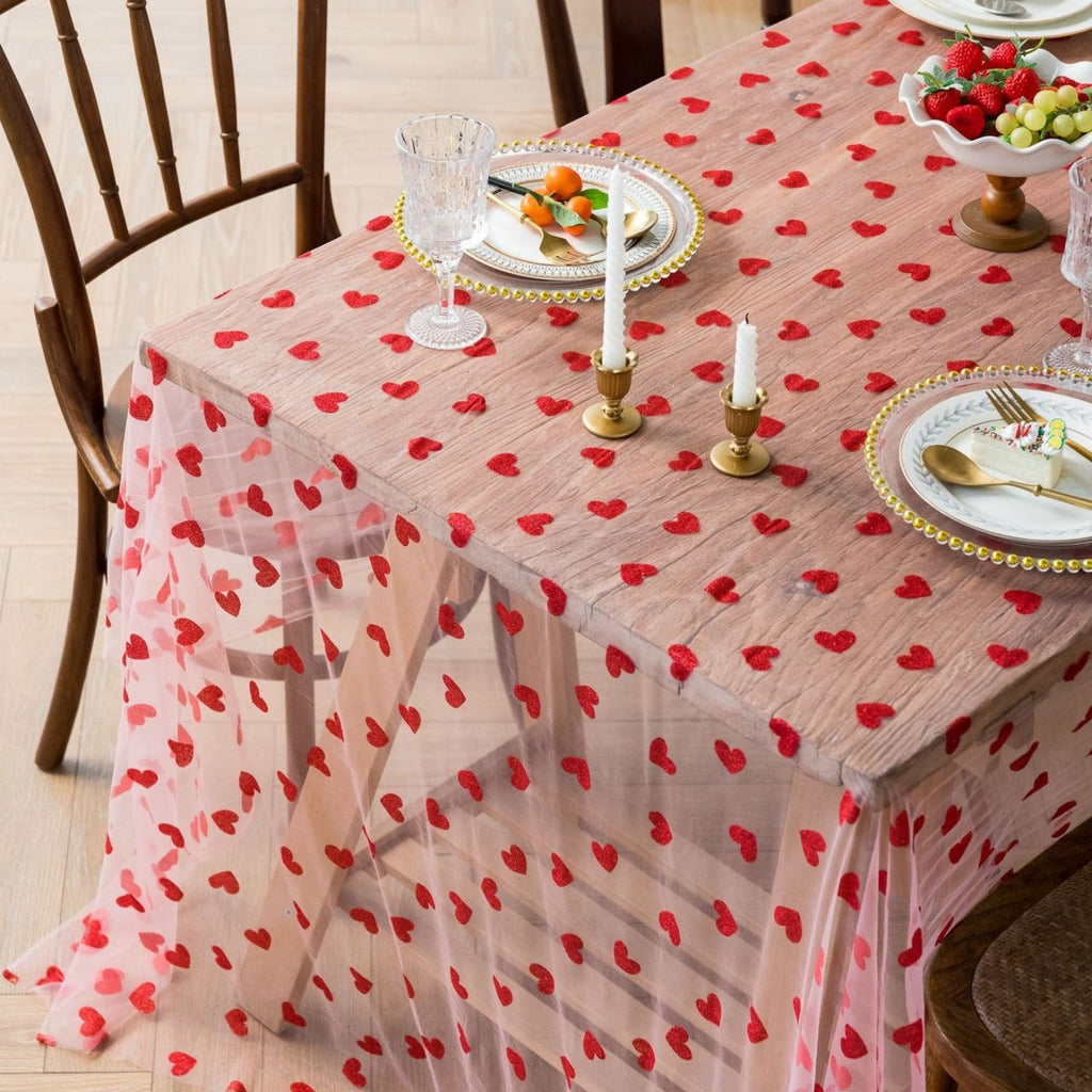 Love Heart Mesh Tablecloth