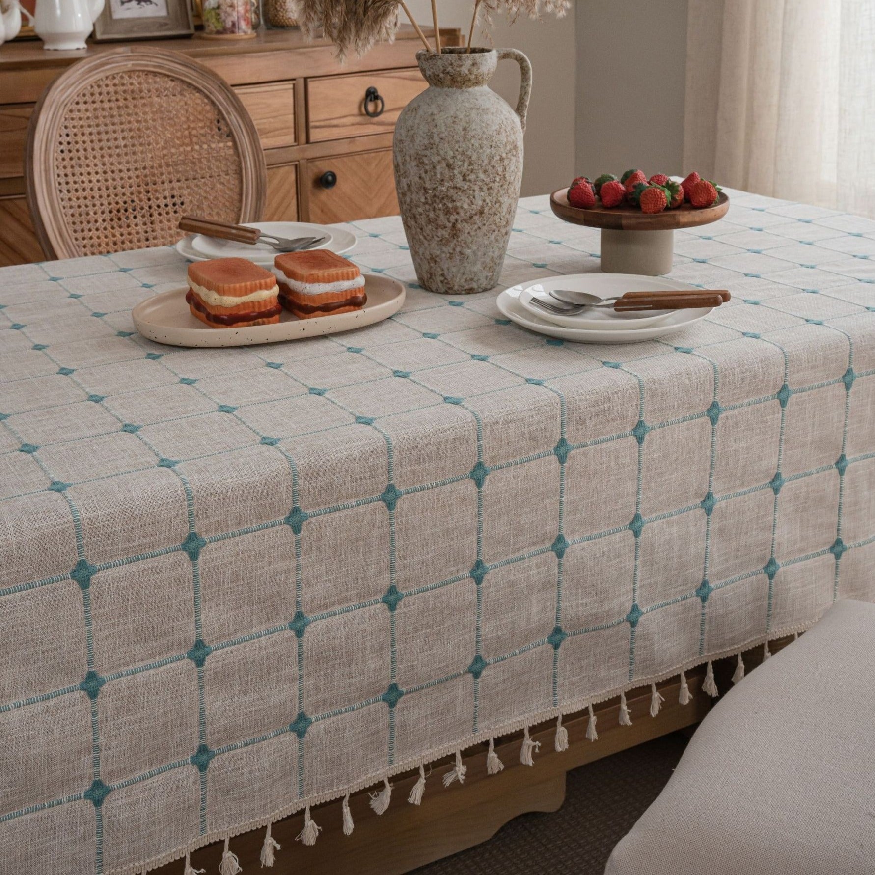 Farmhouse Lattice Tablecloth