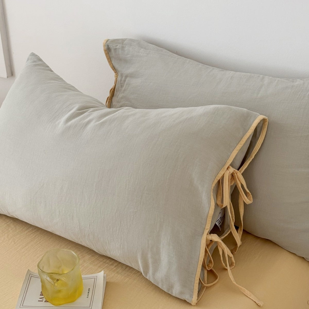 Colour Block Side Tie Pillowcase Set