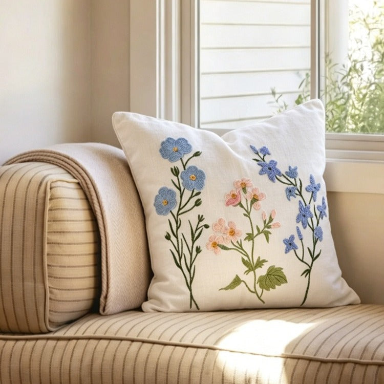 Folk Garden Embroidered Cushion