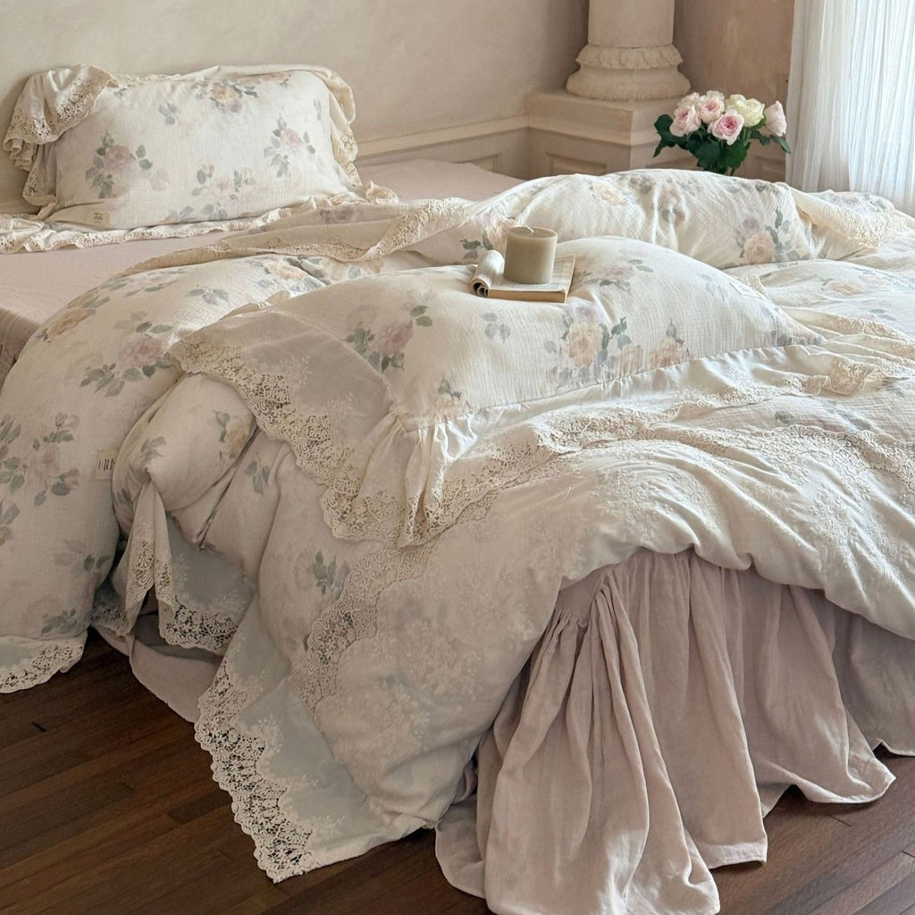 Perpetua Rosy Lace Bedding Set