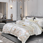 Esana White Embroidered Egyptian Cotton Satin Bedding Set