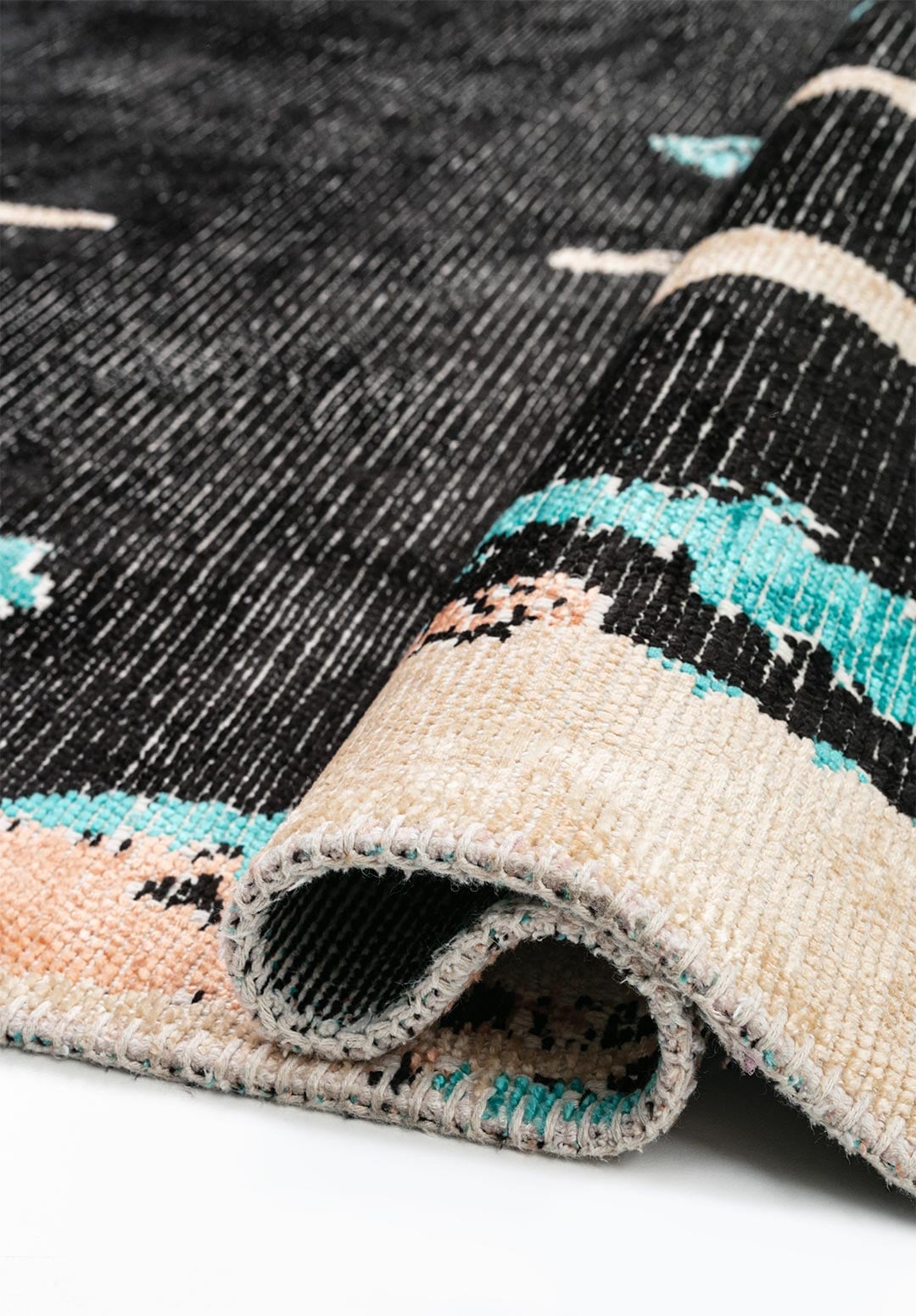 Capri Black - Petrol Rug