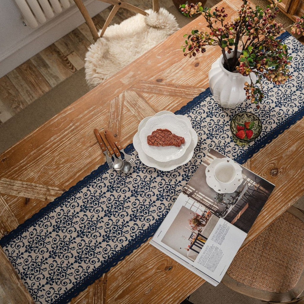 Natural Scroll Table Runner