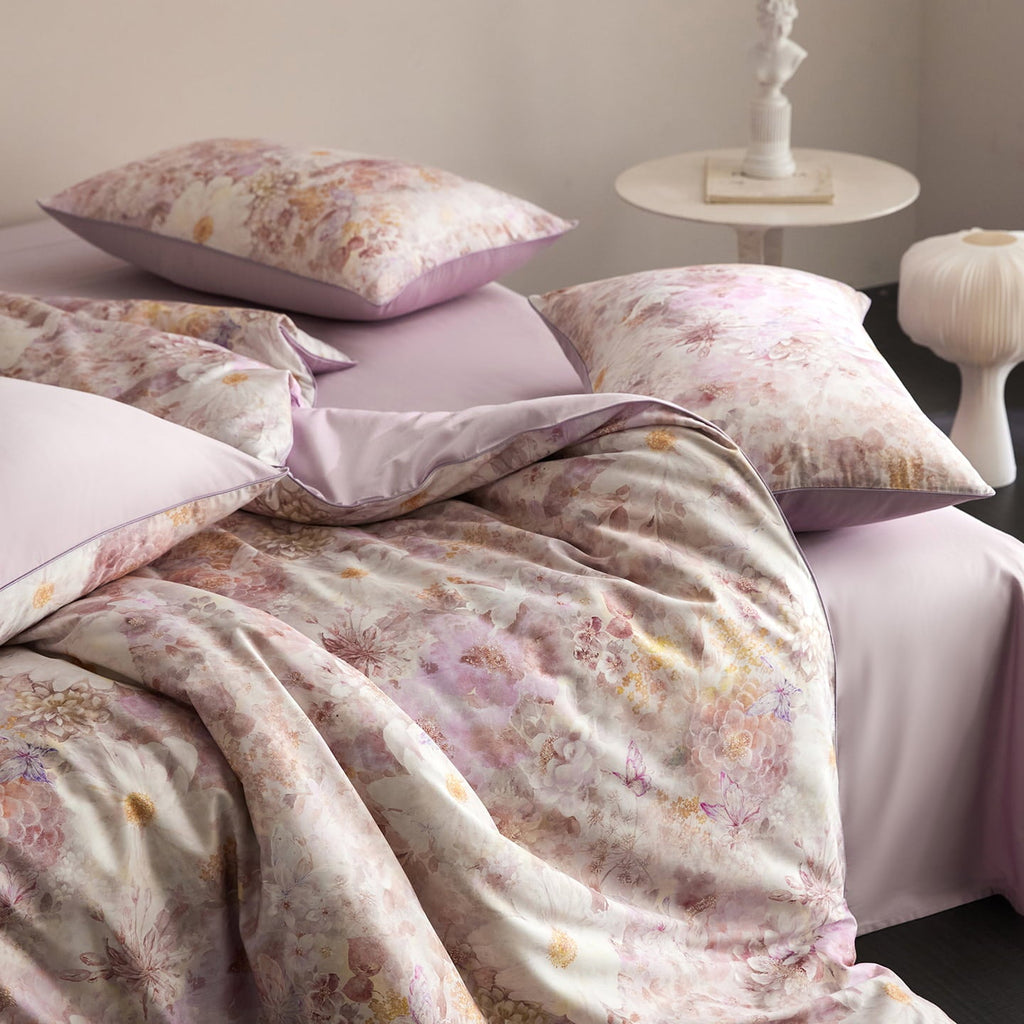 Elara Watercolor Floral Egyptian Cotton Bedding Set