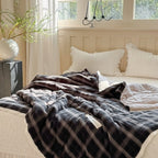 Midnight Plaid Summer Quilted Blanket