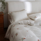 Minimal Rose Embroidery Bedding Set