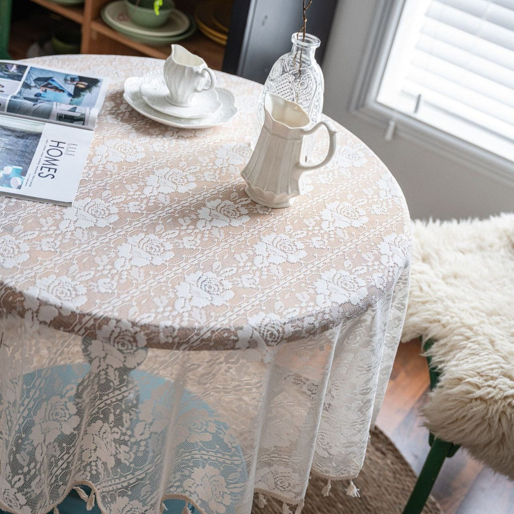 Rose Lace Round Tablecloth