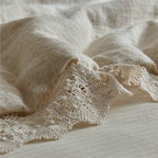 Lace Trim Cotton Linen Summer Quilted Blanket