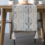 Leaf Line Art Tassel Runner