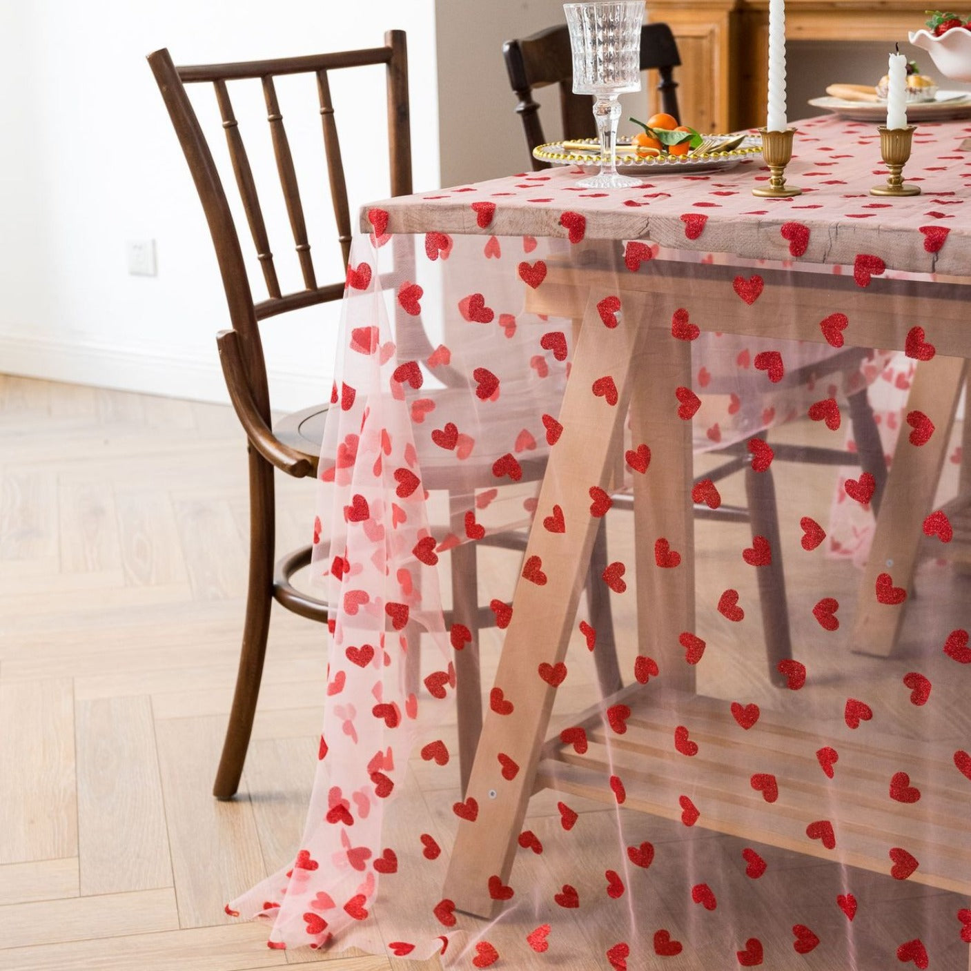 Love Heart Mesh Tablecloth