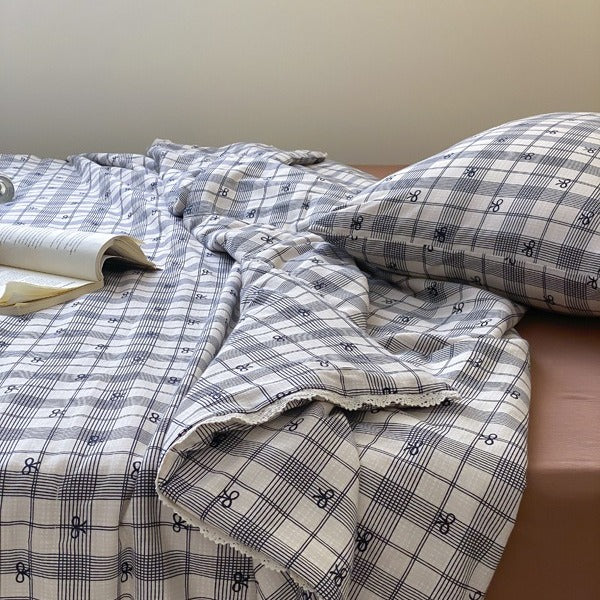 Plaid Bow Summer Quilted Blanket