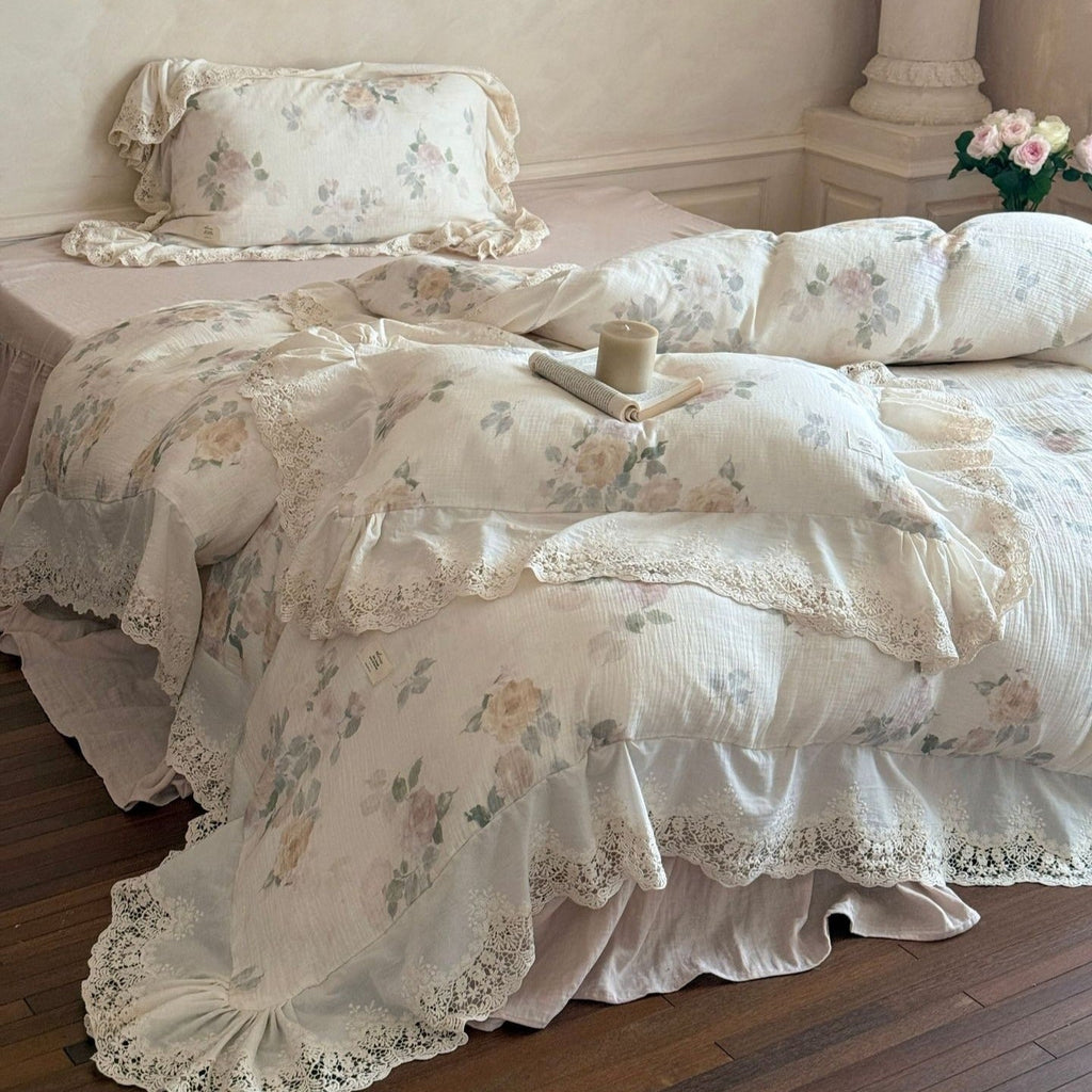 Perpetua Rosy Lace Bedding Set